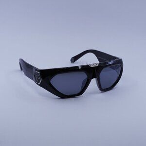 Philipp Plein SPP153 Z42X Sunglasses Black Geometric Frame, Grey Lenses